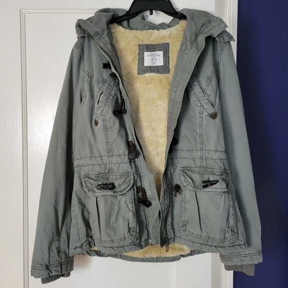 H&M Womens Olive Green Faux Fur Lined Winter Jacket, Size 14, New - Picture 3 of 5